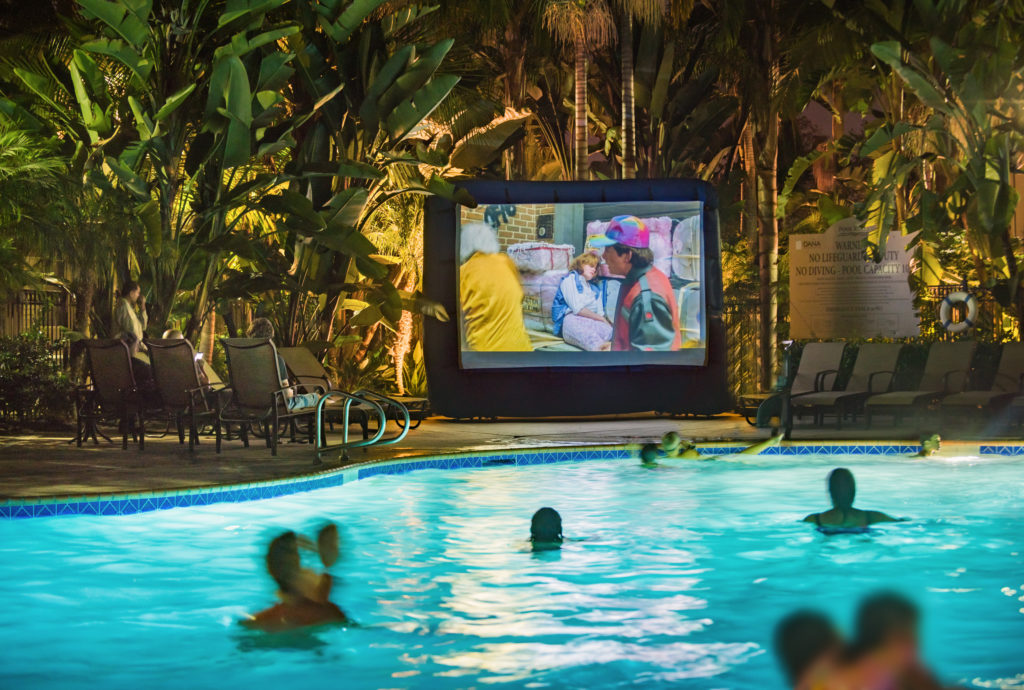Movie screen at Pool
