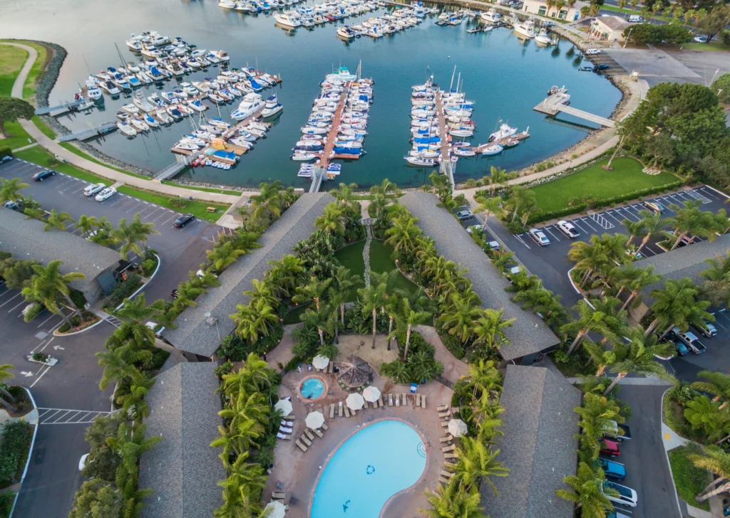 Aerial view of Tropical Pool and Marina