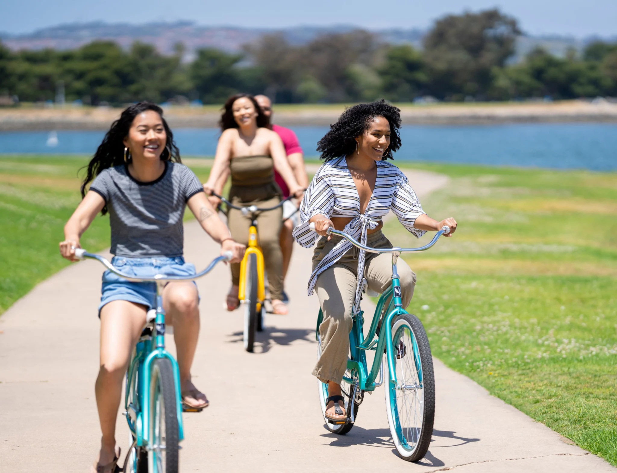 guests riding bikes