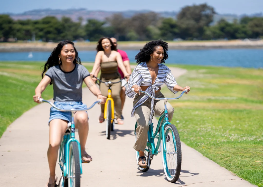 guests riding bikes