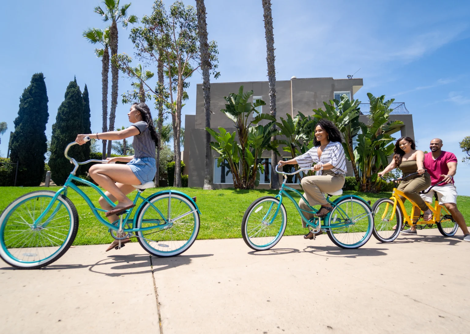 guests riding bikes