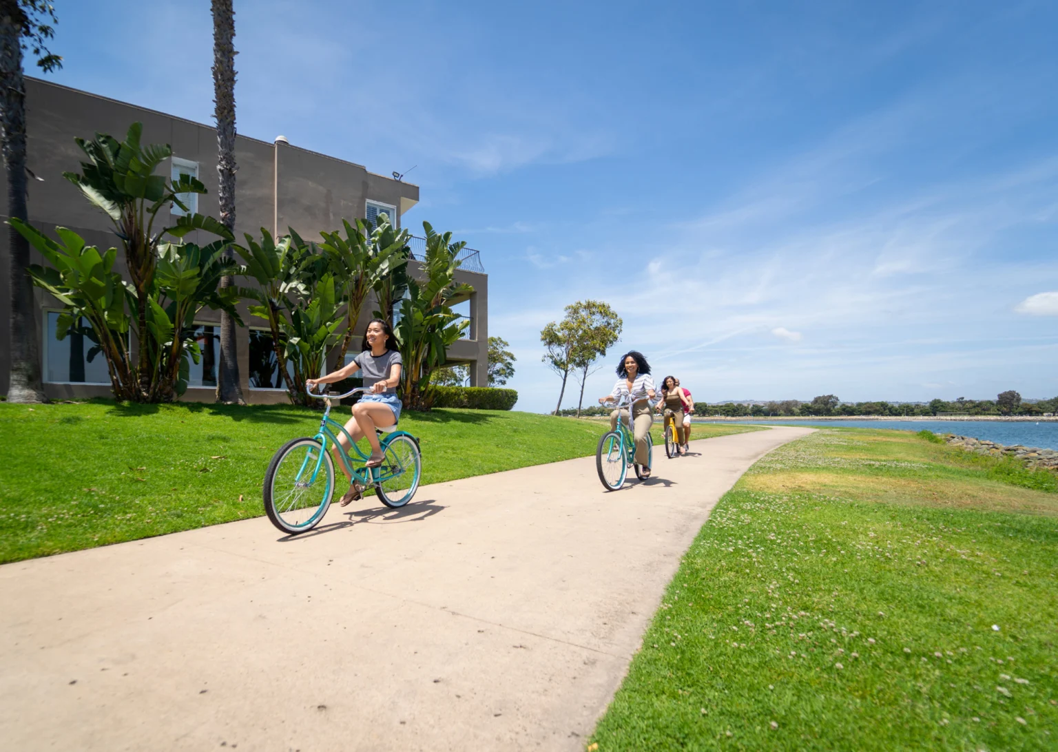 guests riding bikes