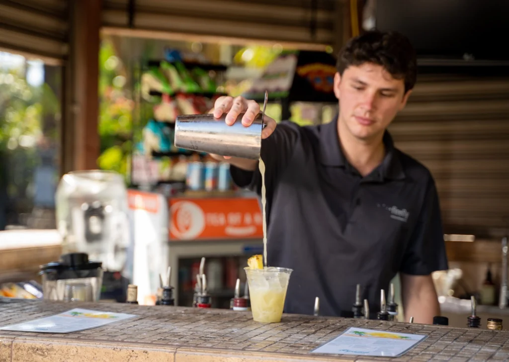 bartender pouring drinks