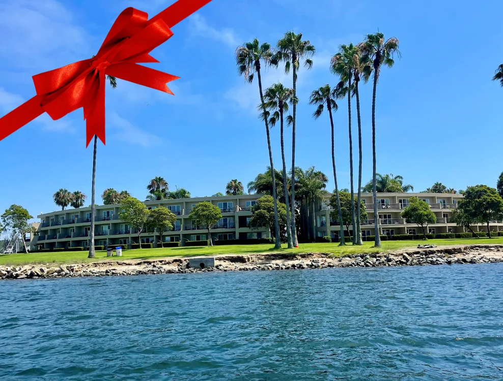 mission bay hotel with ribbon on it
