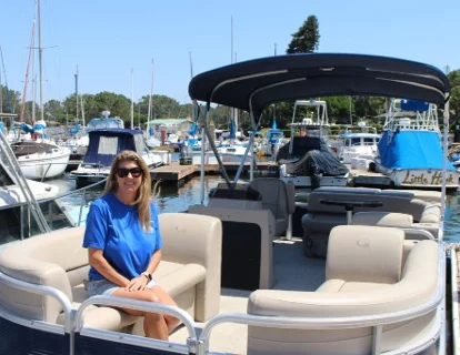 woman on a boat