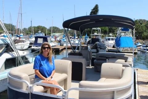 woman on a boat