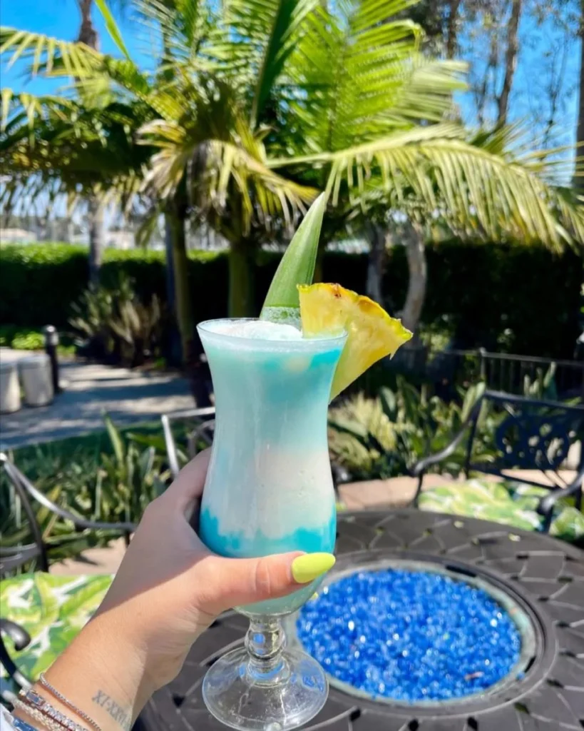 a blue cocktail