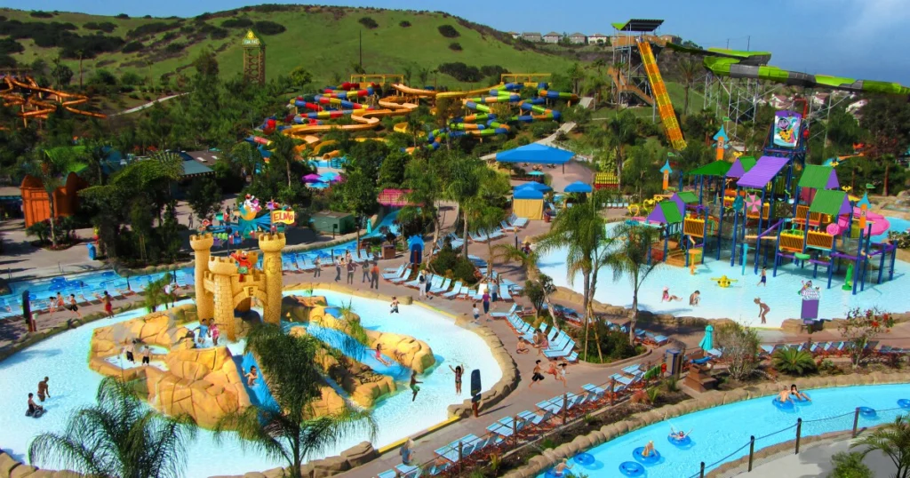 Drone shot of Sesame Place amusement park