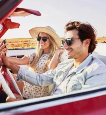 Two people in a car