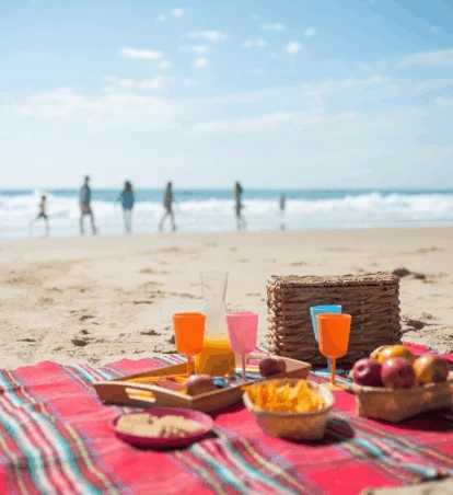 food on beach picnic