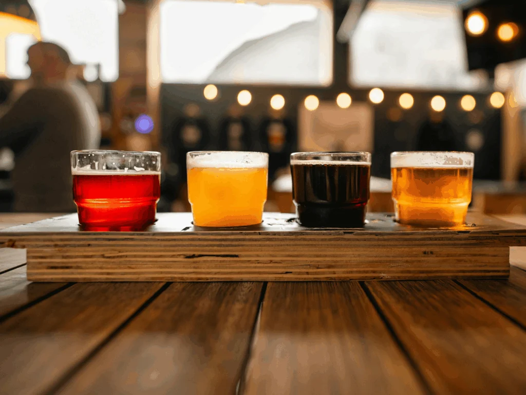 flight of craft beer
