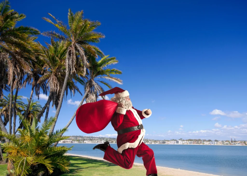 santa running on mission bay