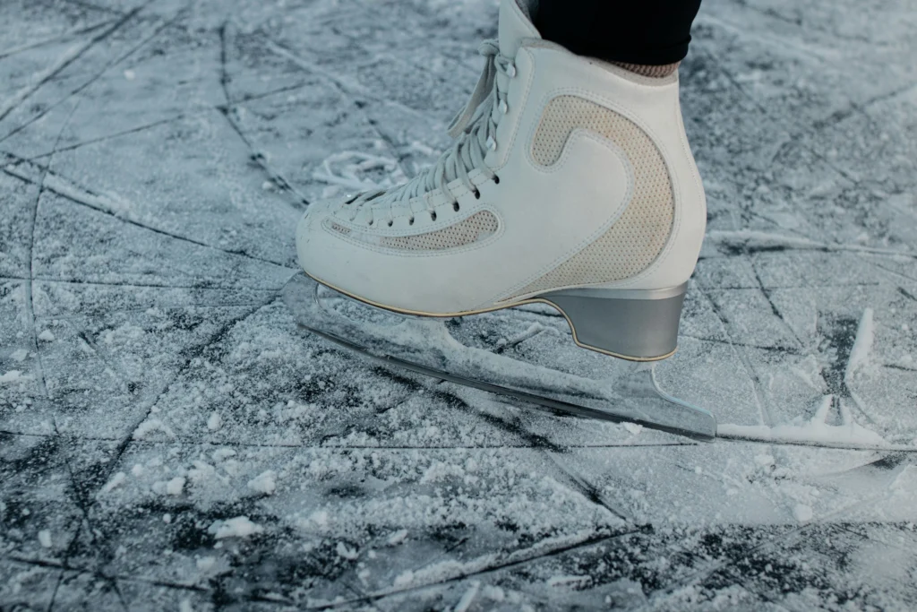 an ice skate on ice