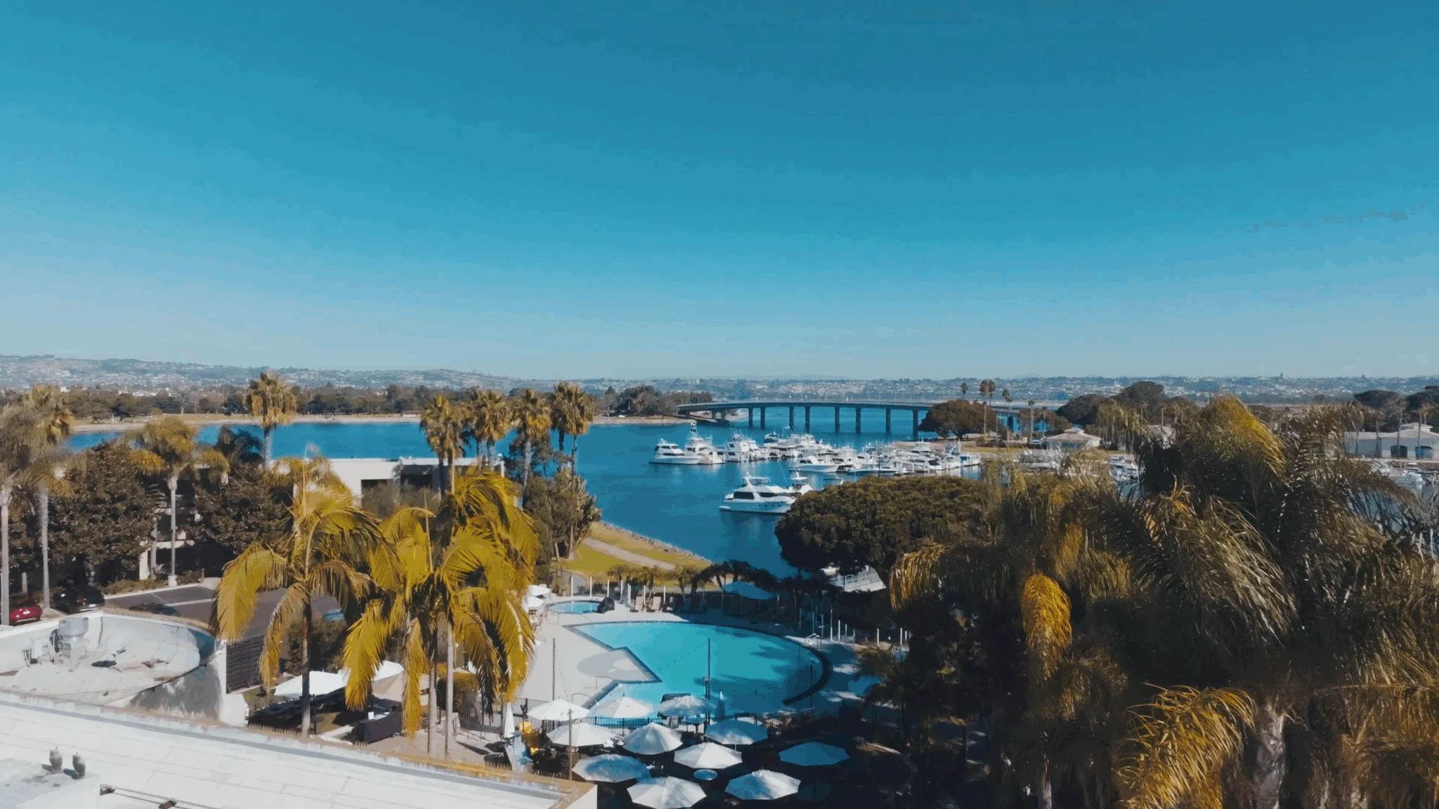 Aerial view of pool and mission bay
