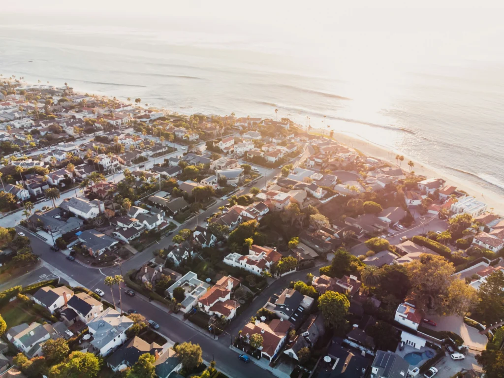 aerial of la jolla sunset