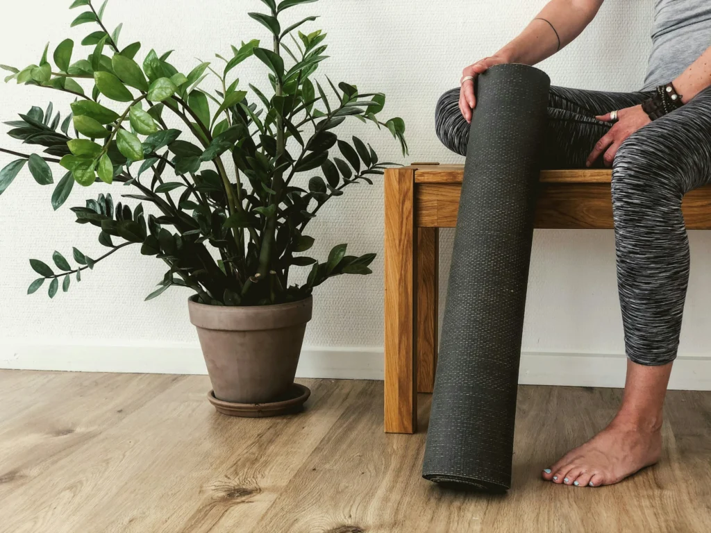 a rolled up yogamat