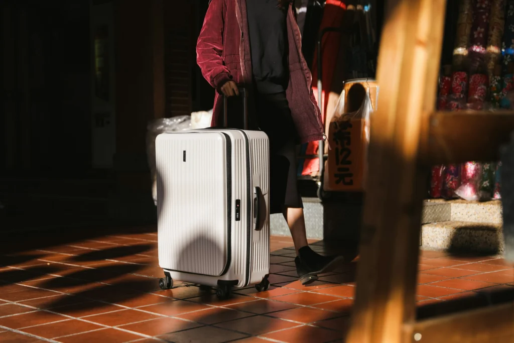 walking with a suitcase