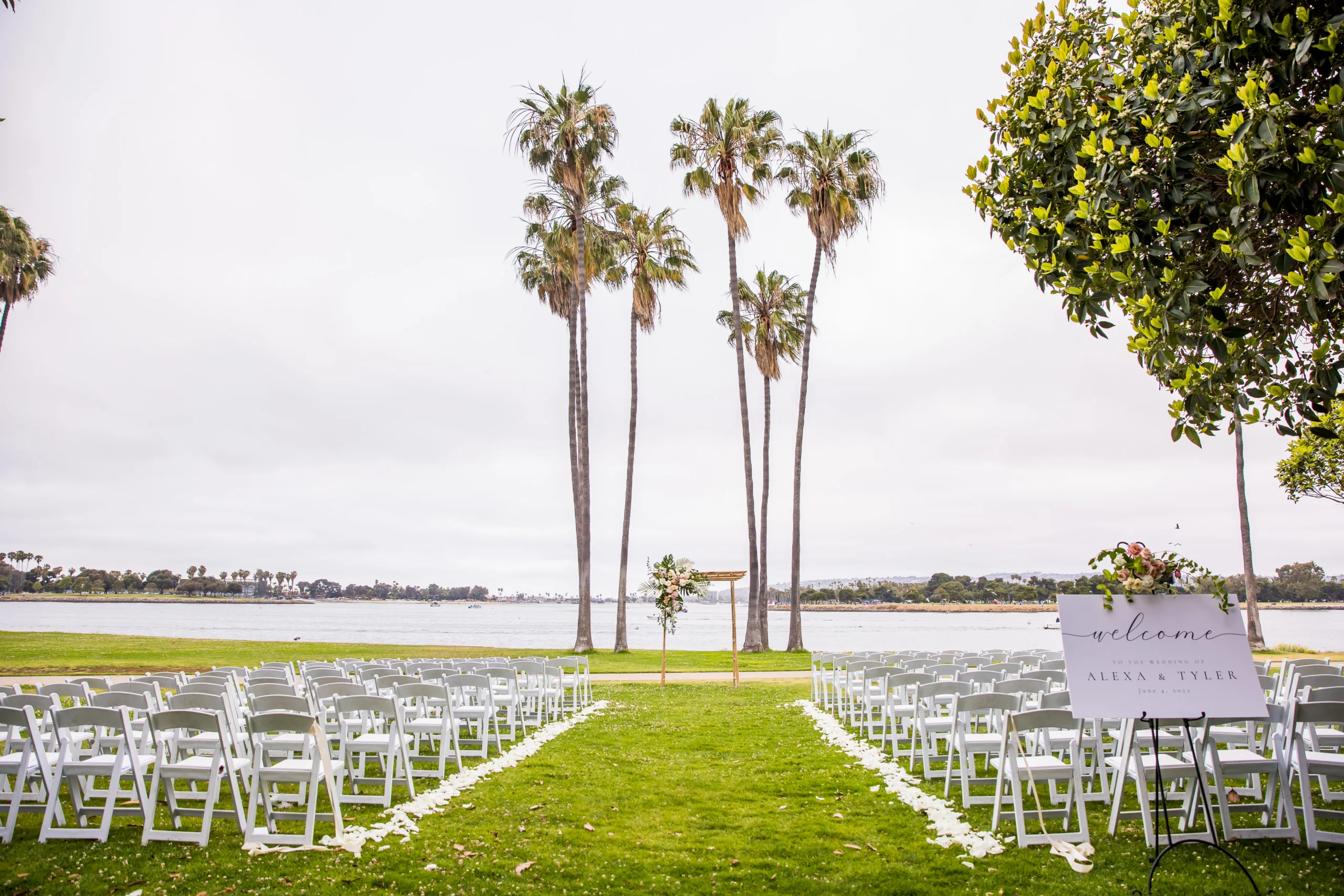 wedding ceremony on a lawn