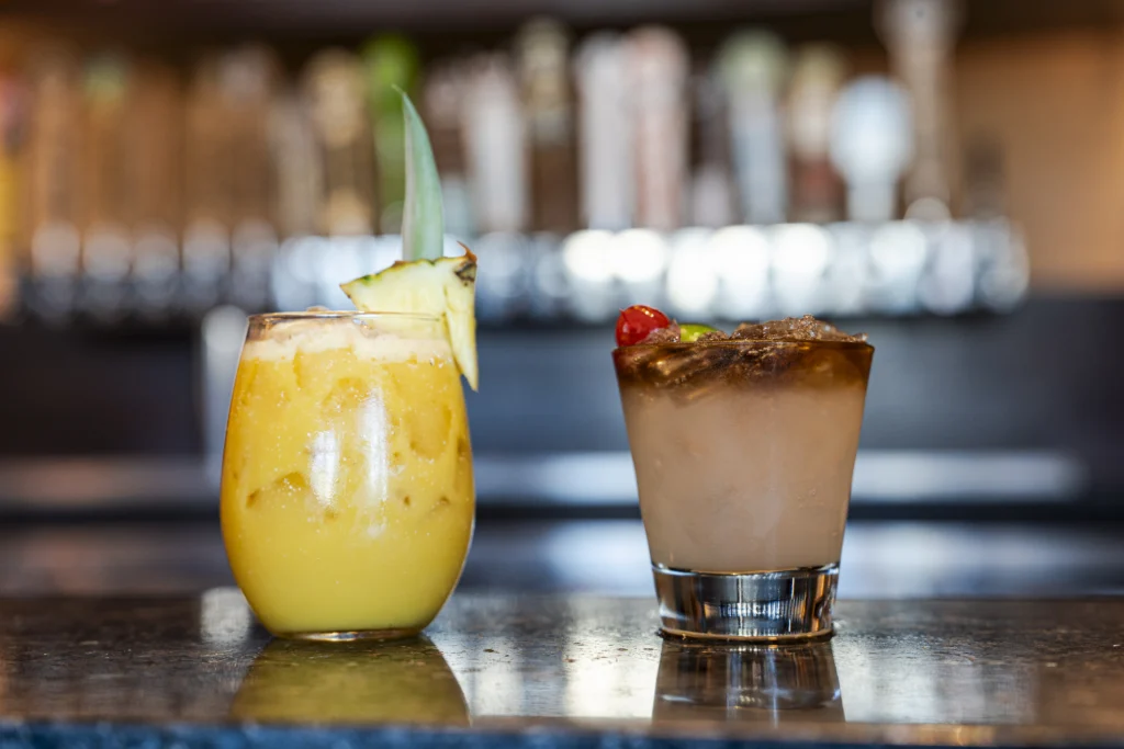 two drinks on the counter