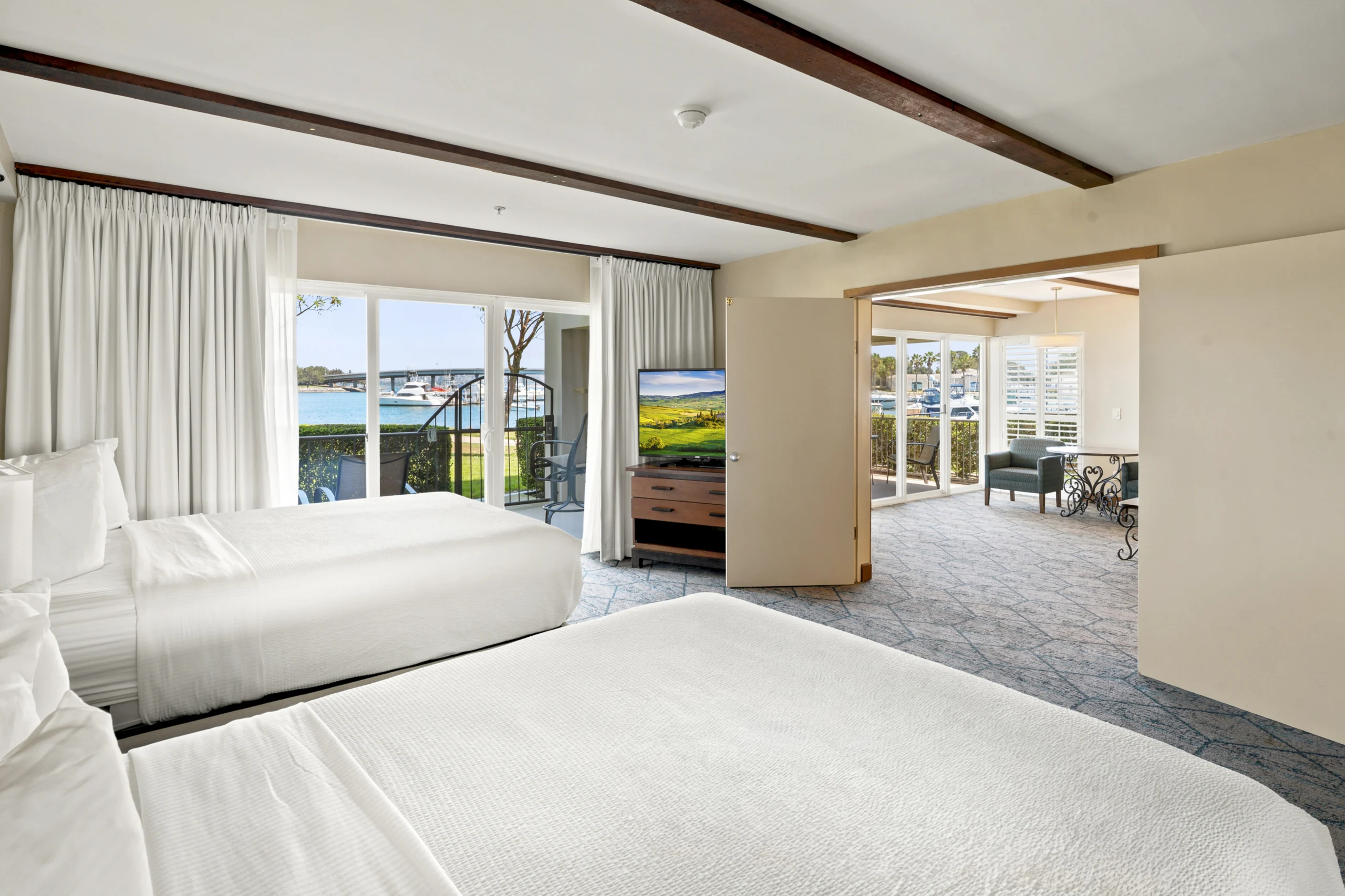 two queen beds in Bayside Conference Queen Suite at The Dana on Mission Bay San Diego