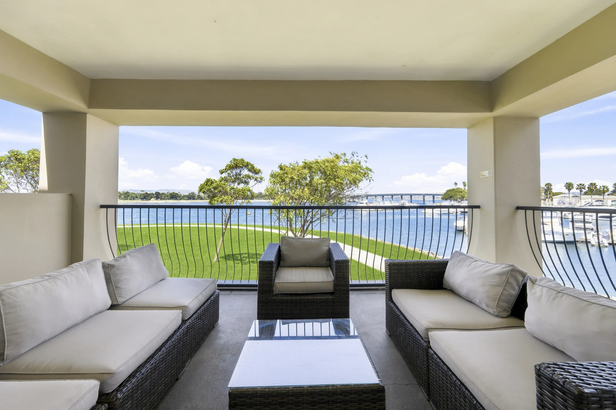 private balcony bay view in Deck Queen Suite at The Dana on Mission Bay