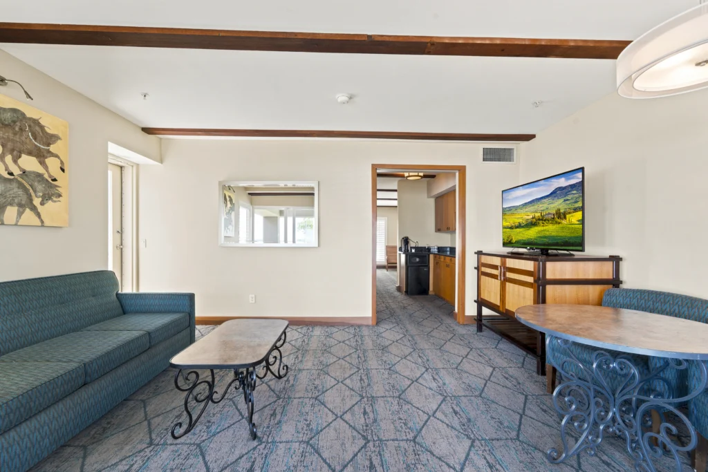 living room in the deck queen suite at The Dana on Mission Bay San Diego