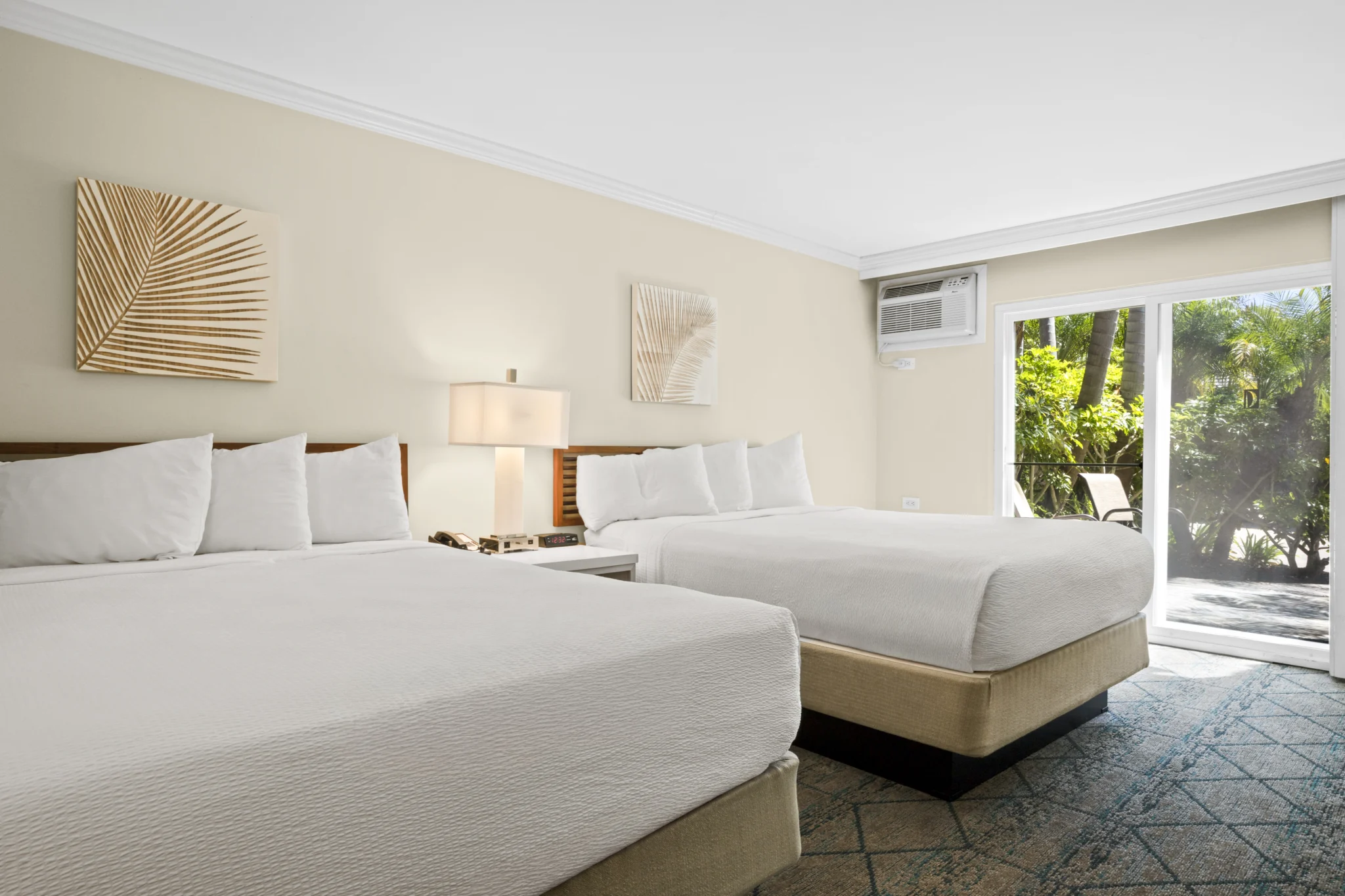two queen beds and patio in Lanai Queen at The Dana on Mission Bay San Diego