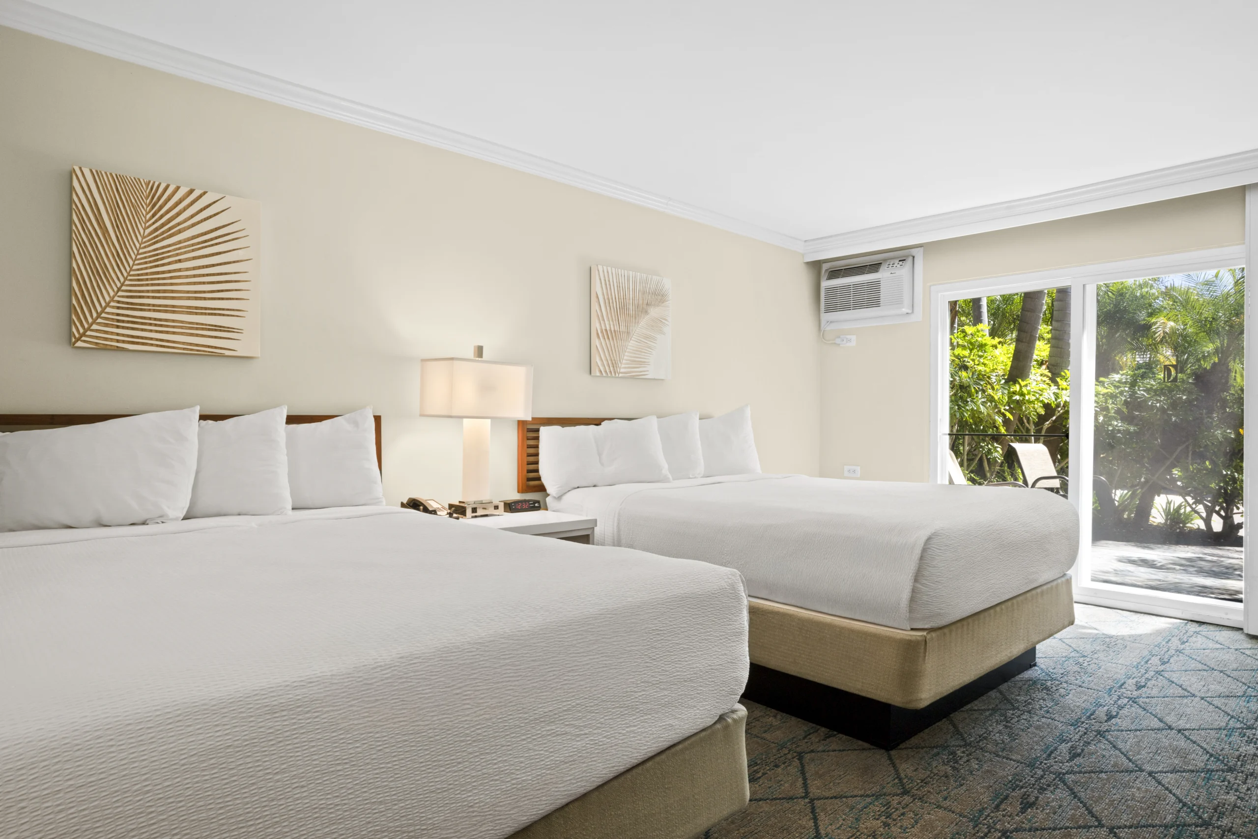two queen beds and patio in Lanai Queen at The Dana on Mission Bay San Diego