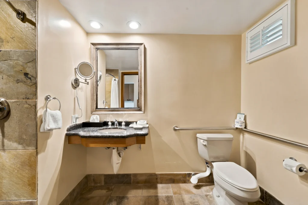 accessible bathroom in Bay View Accessible Suite at The Dana on Mission Bay San Diego