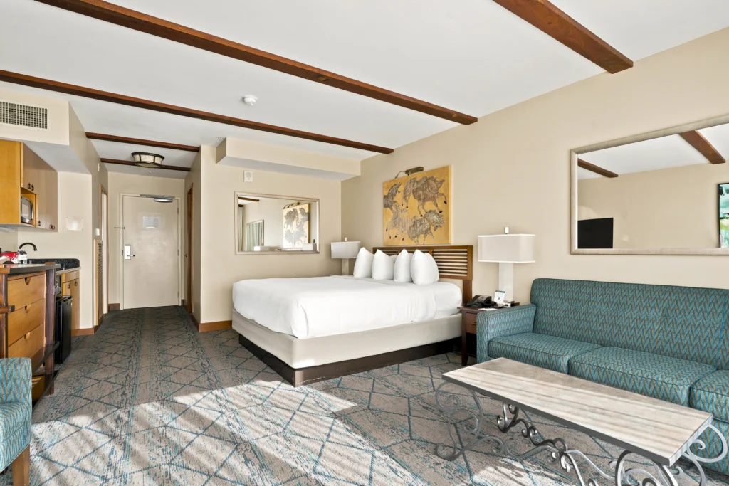 King bed and sitting area in King Jr Suite Dana The Dana on Mission Bay San Diego