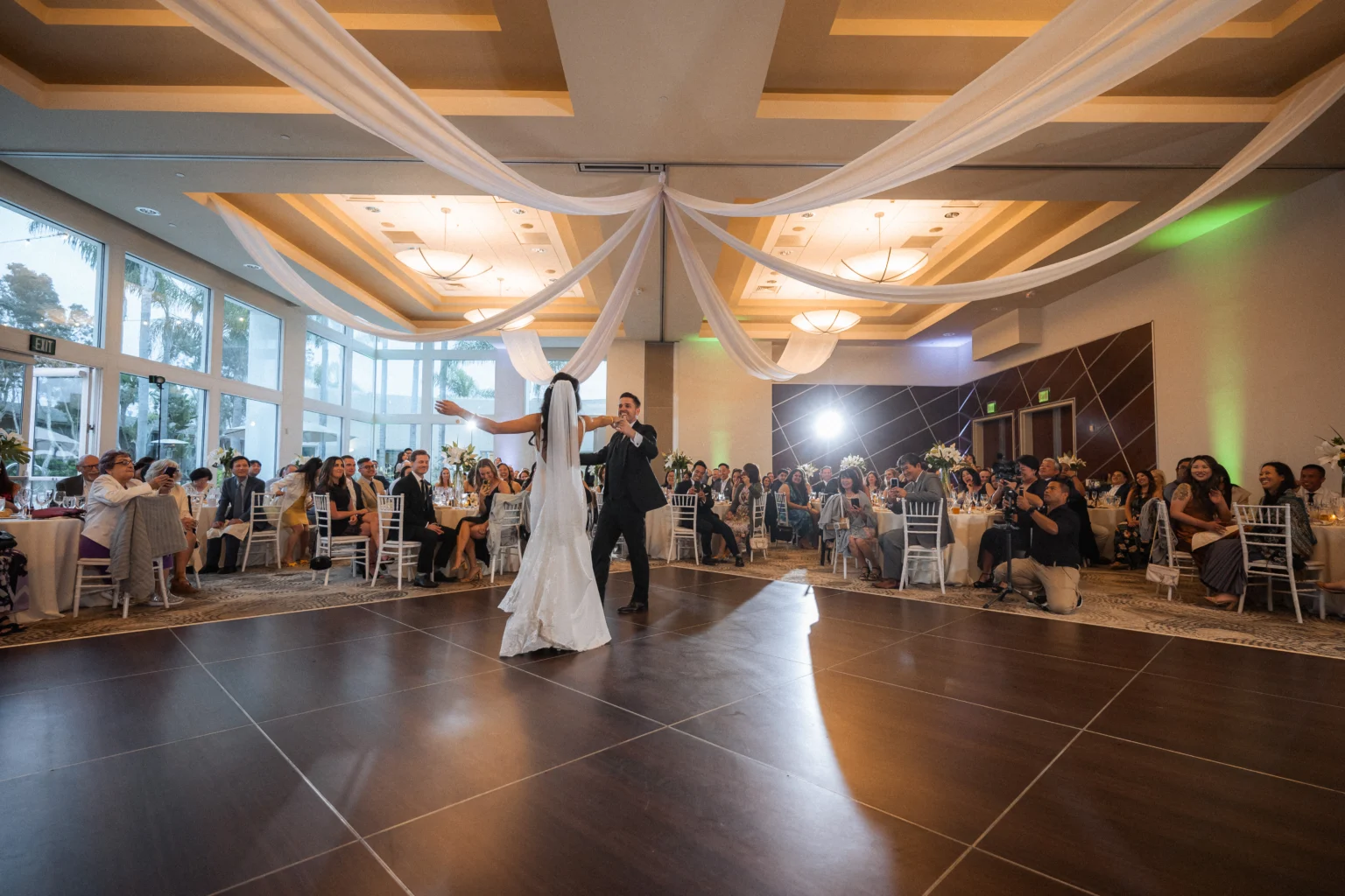 newly weds on dancefloor in ballroom in The Dana