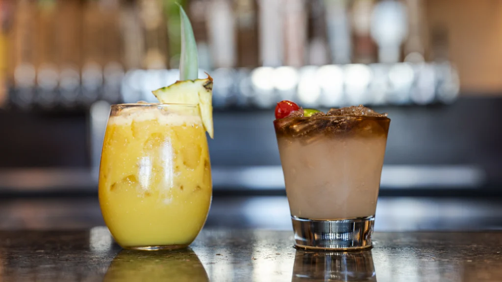 two drinks on the counter