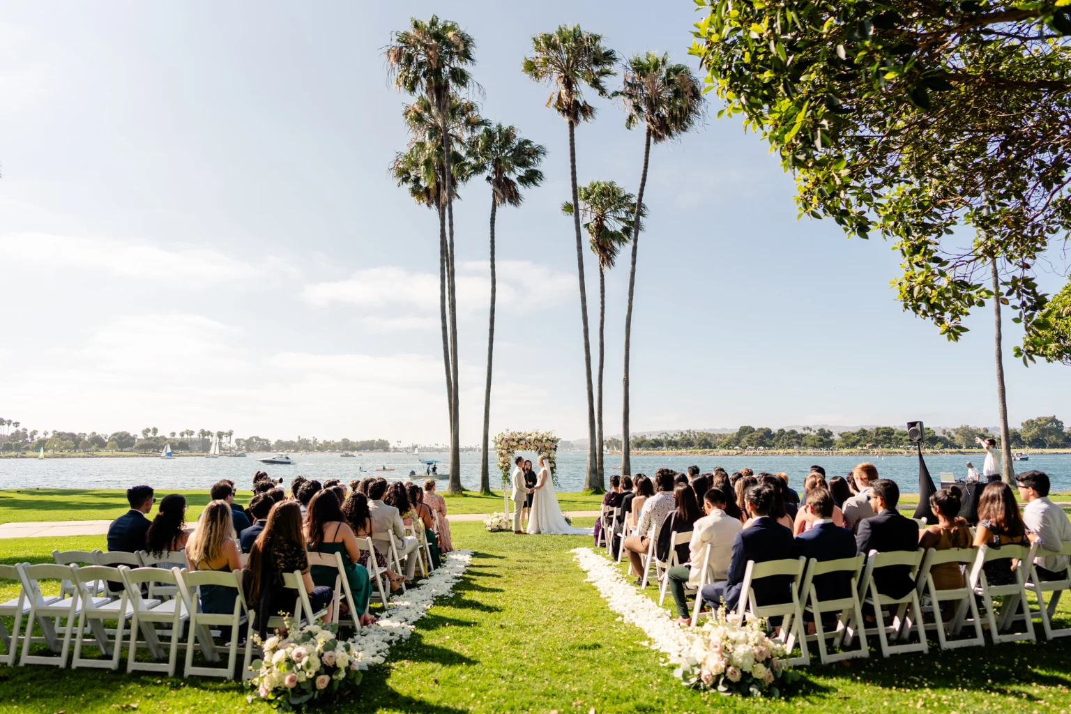 Sunset lawn wedding ceremony at the dana